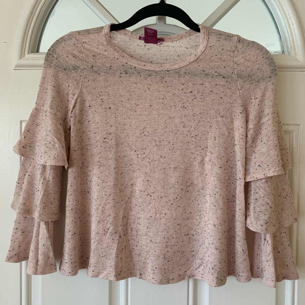 Aqua blouse with layered sleeve